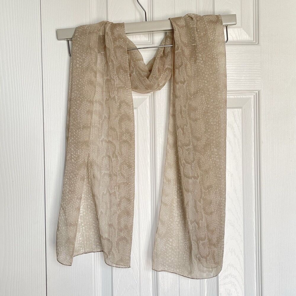 Womens Scarf Beige Animal Print Lace Lightweight